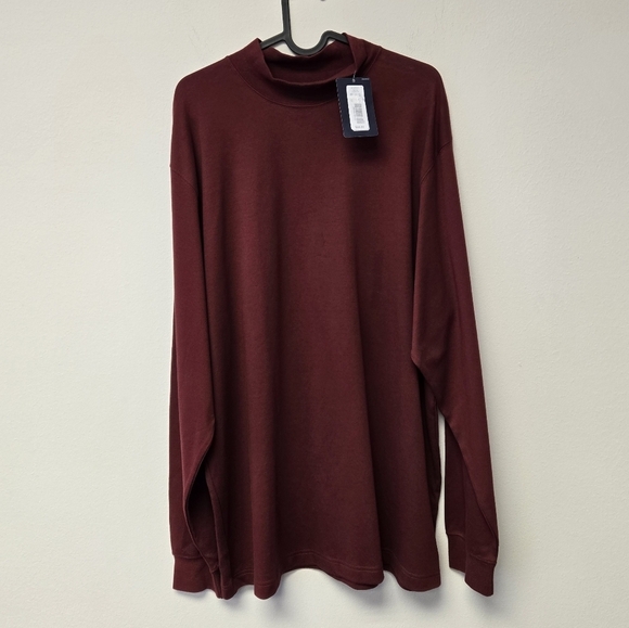 Roundtree & Yorke Long Sleeve Solid Mock Neck Pullover Top Cherry Red XL - Picture 1 of 5